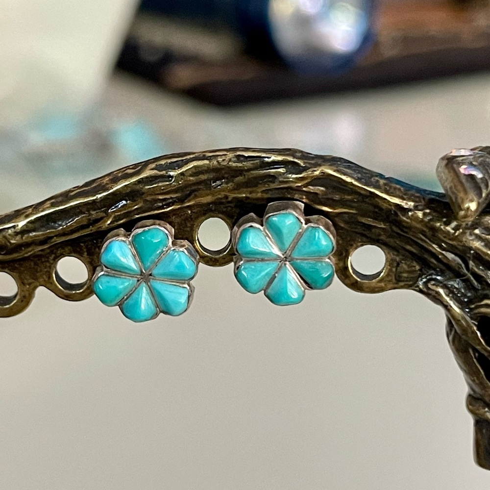 American Indian Turquiose and SS Post Earrings